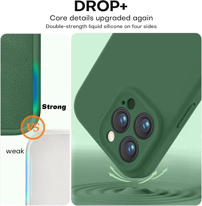 Vooii Compatible with iPhone 15 Pro Max Case, Upgraded Premium Silicone, [Camera Protection] [Soft Anti-Scratch Microfiber Lining] Shockproof Phone Case for iPhone 15 Pro Max 6.7 inch - Green