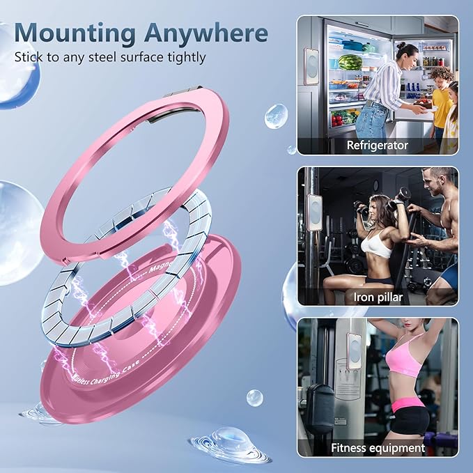 for Samsung Galaxy S25 Edge Case Compatible with MagSafe Magnetic,with Screen Protector,Built-in Kickstand Ring Military Grade Drop Heavy Duty Protection Shockproof for S25Edge Phone Case Pink