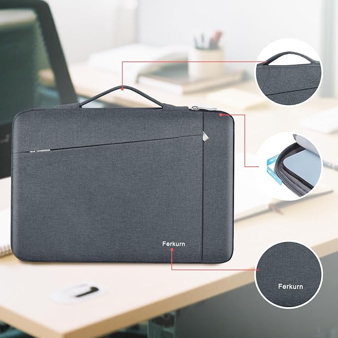 Ferkurn Laptop Case Sleeve for Men Women Chromebook Case Compatible with MacBook Air/Pro Lenovo Surface HP Dell ASUS Acer, 14 inch, Gray