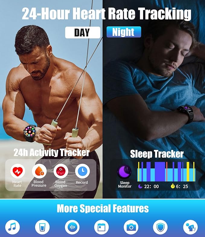 LIGE Military Smart Watches for Men with 80-Days Standby(710mAh)/Flashlight/50M Waterproof/1.85" HD Large Screen,100+ Sports Fitness Tracker Watch,Pedometer Mens Smart Watch for Android iPhone