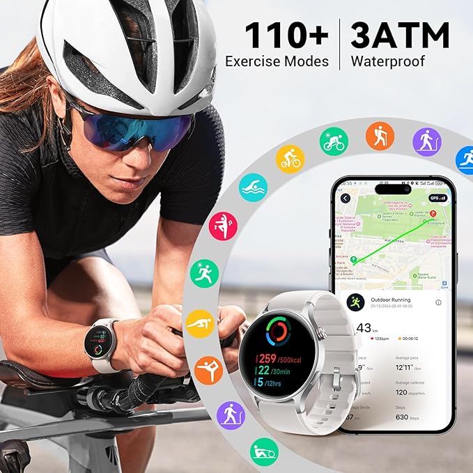 Fitpolo Smart Watch for Men Women,1.3" AMOLED Touchscreen Fitness Tracker, Make/Answer Calls, Heart Rate SpO2 Monitor, IP68 Waterproof, Sleep & Activity Tracking Smartwatch for Android Phones iPhone