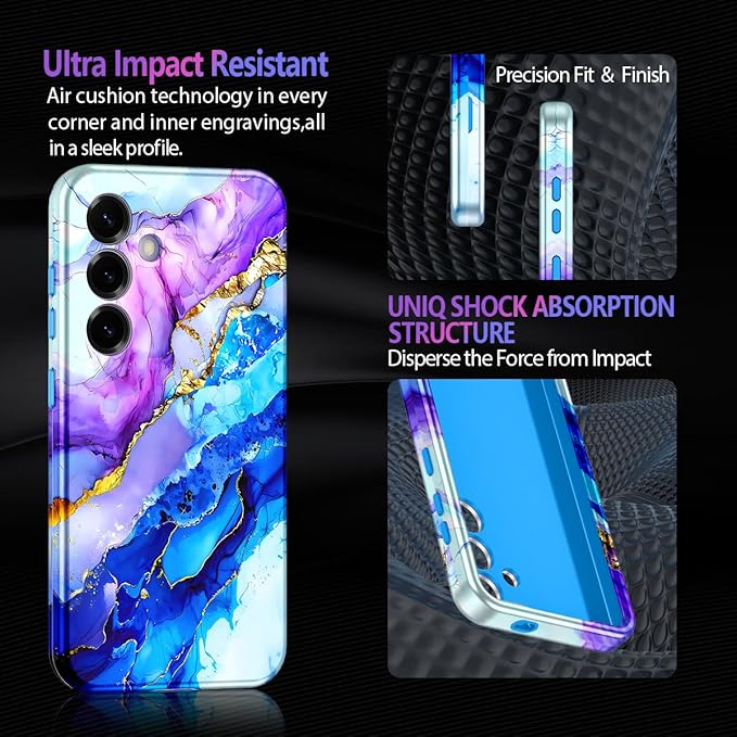 Casetego for Galaxy S25 Plus Case,Compatible with MagSafe,[Military Grade Drop Test] Full Body Protection Slim Shockproof Rugged Marble Women Case for Samsung Galaxy S25 Plus 6.7 inch,Azure Blue