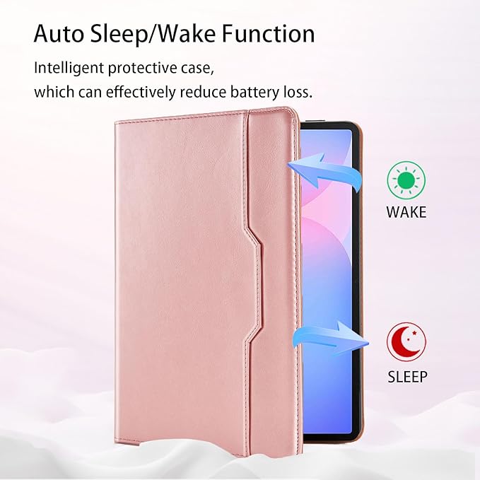 Case for Samsung Galaxy S10 Fe Plus 13.1 inch with S Pen Holder, PU Leather with Hand Strap Folio Flip Cover for Galaxy S10 FE+ with Pockets Auto Sleep/Wake for Man Woman, Rose Gold
