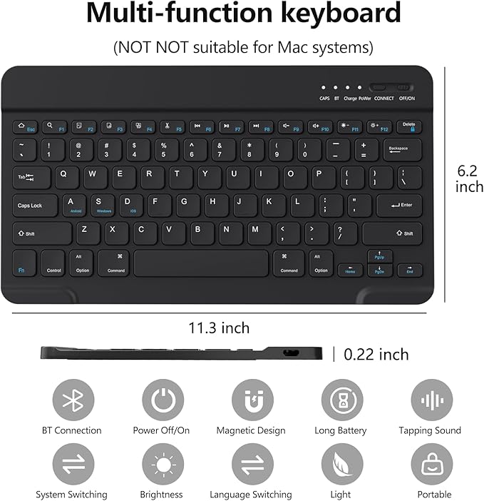 aMZCaSE for iPad Pro 13 inch Case with Keyboard (M4, 2024), iPad Pro 13 Keyboard with Magnetic Detachable Folio Slim Cover,Smart Sleep/Wake,Pencil Holder,Black