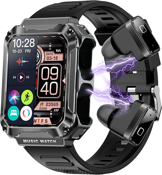 Smart Watch (Answer/Make Calls) for Women Men, Smartwatch with Headphones,110+ Sports Activity Trackers,1.96" HD Fitness Watch with Heart Rate Monitor Sleep Monitor, for iOS Android (Black)