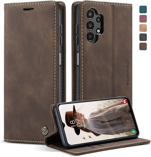 for Samsung Galaxy A13 4G/5G Case, Flip Wallet Leather Case with Card Holder Magnetic Closure Shockproof Kickstand Protective Phone Cases Cover for Samsung Galaxy A04s,Coffee