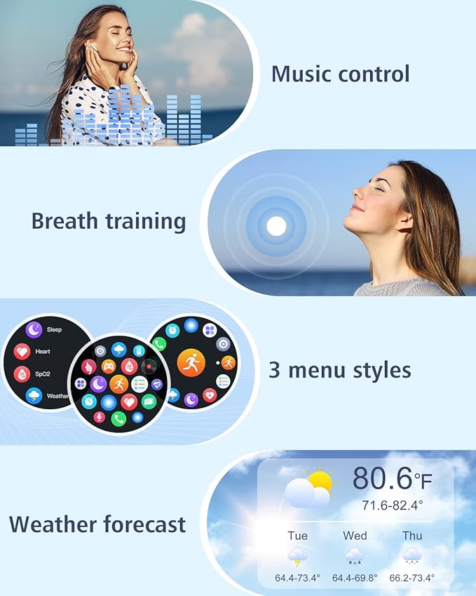 HUAKUA Smart Watches for Women Men (Answer/Make Calls) Compatible with iPhone/Android Phones, Round Smartwatch Digital Watch Fitness Tracker with Heart Rate Monitor Sleep Tracker Waterproof Pink