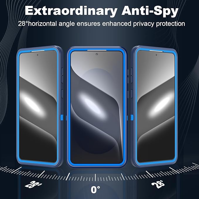 Designed for Samsung Galaxy S24/S25 Case [with Privacy Screen Protector] 3-Layer Full Body Protection Rugged Shockproof Heavy Duty Phone Case Cover, Navy Blue
