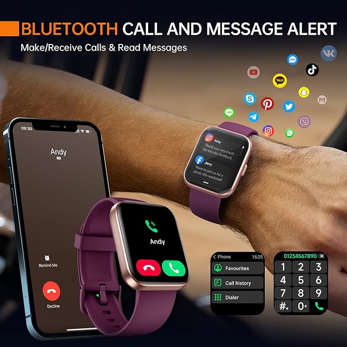 Smart Watches for Women, Alexa Built-in Fitness Watch with 1.8" LCD Screen & Bluetooth Call (Make/Answer), Heart Rate/SpO2/Sleep Monitor, 100 Sports, IP68 Waterproof Smartwatch for Apple Android