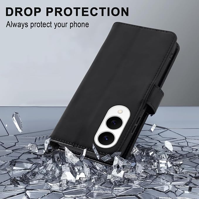 MONASAY Wallet Case Fit for Samsung Galaxy S25 Edge 5G，[Lens & Glass Screen Protector] [RFID Blocking] Flip Folio Leather Cell Phone Cover with Credit Card Holder, 6.7 inch, Black