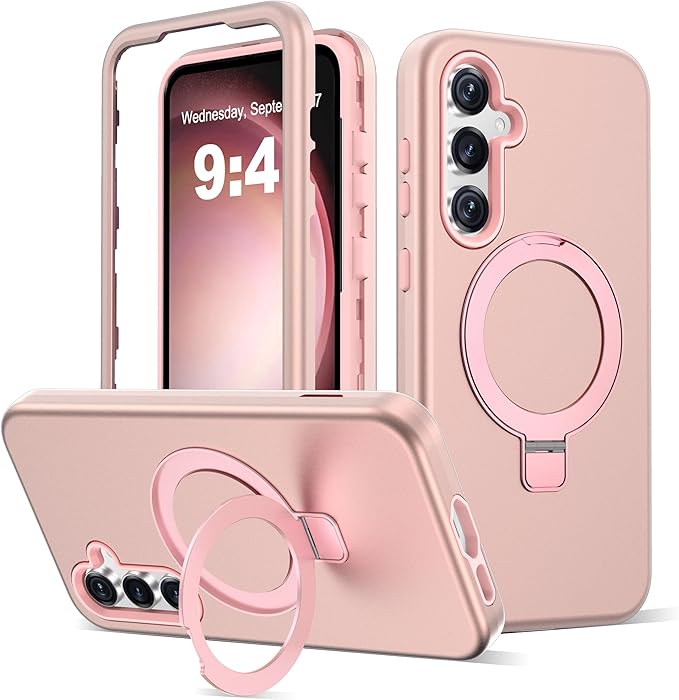 Designed for Samsung Galaxy S23 Plus Case with Magnetic Ring Stand [Compatible with Mag-Safe][Military Grade Drop Protection][Build in Kickstand] Shockproof S23 Plus Phone Case 6.6",Rose Gold