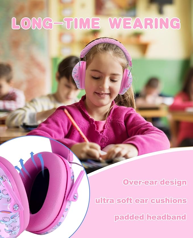 PROHEAR 032 Kids Ear Protection - Noise Cancelling Headphones Ear Muffs for Autism, Toddlers, Children - Pink
