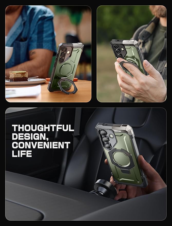 SUPCASE for Samsung Galaxy S25 Case with Stand (Unicorn Beetle Grip), [Compatible with MagSafe] [Military-Grade Drop Protection] Heavy Duty Shockproof Magnetic Phone Case for Galaxy S25 6.2", Guldan