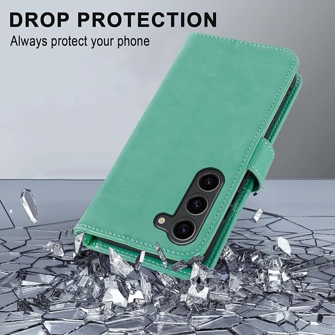 MONASAY Wallet Case Compatible for Galaxy S23 5G,[RFID Blocking] Flip Folio Leather Cell Phone Cover with Credit Card Holder, 6.1 inch, Mint