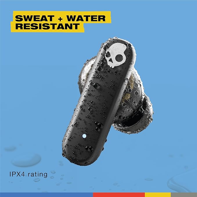 Skullcandy Smokin’ Buds Wireless Earbuds, Bluetooth Headphones, Noise Isolating Fit, Up to 20 Hours Battery, IPX4 Sweat and Water Resistant, Microphone for iPhone Android - Midnight Smoke