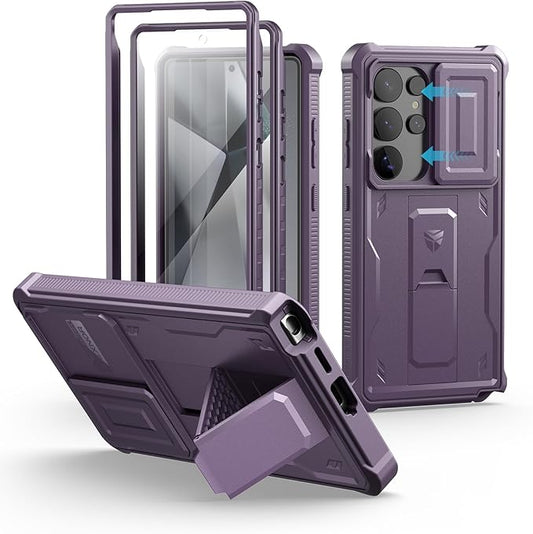 Dexnor for Samsung Galaxy S25 Ultra Case with Built-in Slide Camera Cover &Screen Protector&Kickstand,Heavy-Duty Shockproof Rugged Case Full-Body Bumper Cover for Galaxy S25 Ultra(2025),Phantom Purple