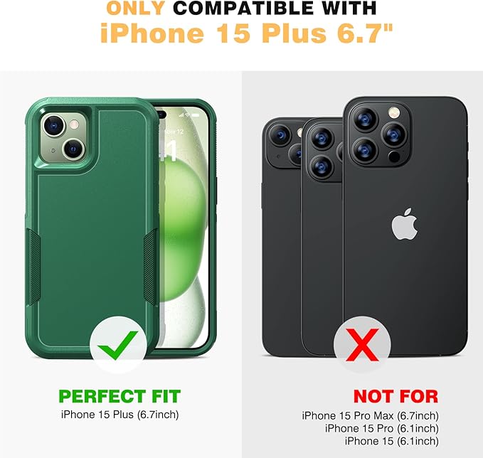 Diaclara Designed for iPhone 15Plus Case, [with Privacy Screen Protector] [Anti Spy] [Military Grade Drop Protection] Heavy Duty Full-Body Shockproof Phone Case,Green