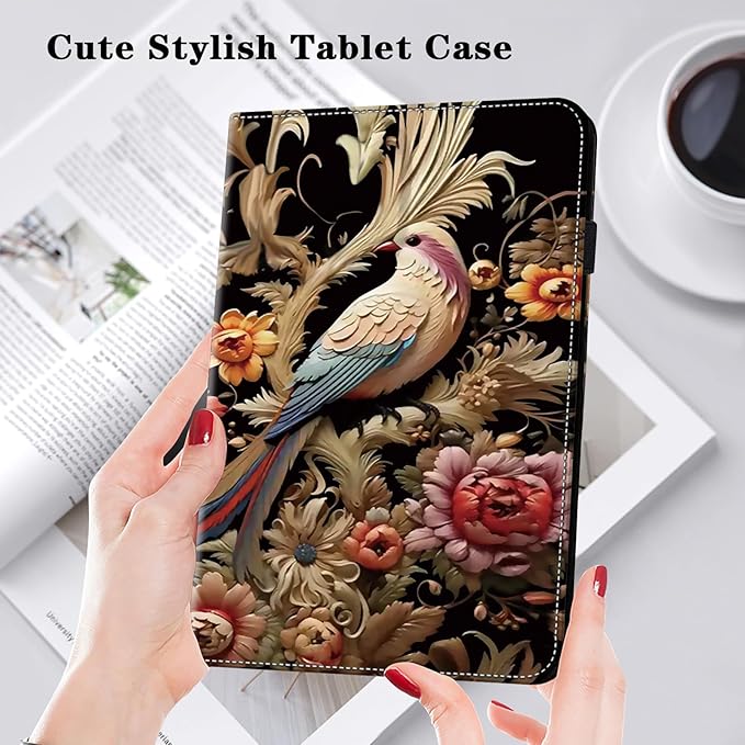 Case for Lenovo Idea Tab Pro 12.7 inch 2025 Tablet, PU Leather Folio Shockproof Protective Cover for Lenovo Idea Tab Pro 12.7" - Flower Birds