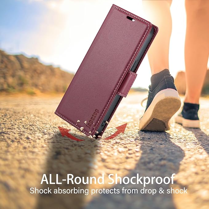 japezop iPhone 15 Pro 5G Wallet Case with [RFID Blocking],Card Holder Kickstand Magnetic,Leather Flip Case Wallet for iPhone 15 Pro 5G 6.1 Inch (Fashion Red)