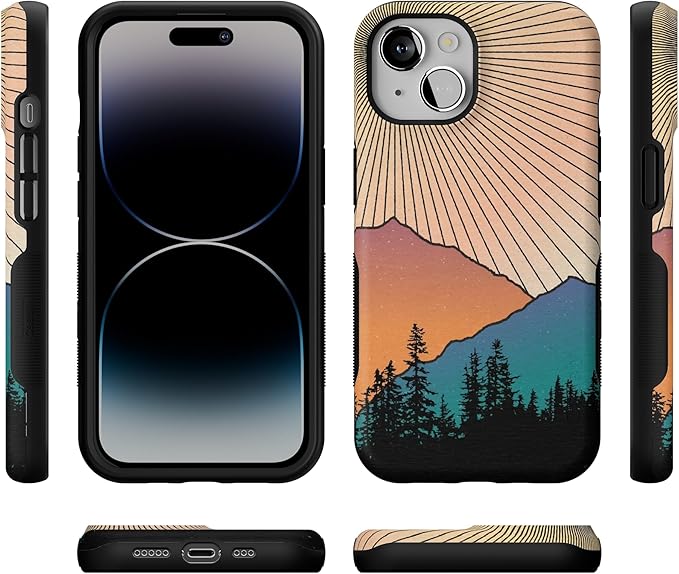 Casely iPhone 14 Case | Golden Hour | Mountain Sunset | Compatible with MagSafe | Bold Protective Design