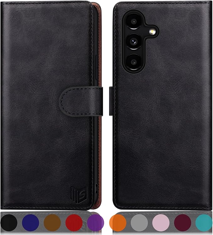 SUANPOT for Samsung Galaxy S24 5G Wallet case with RFID Blocking Credit Card Holder,Flip Book PU Leather Protective Cover Women Men for Samsung S24 Phone case Black