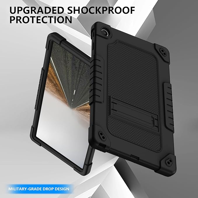 for Walmart Onn 11 Tablet Pro 2023 Model Shockproof Kids Friendly Rugged Hybrid Case Built-in Shoulder Strap Kickstand for Walmart Onn 11 Inch Pro Model:100110027 2023 (Black)