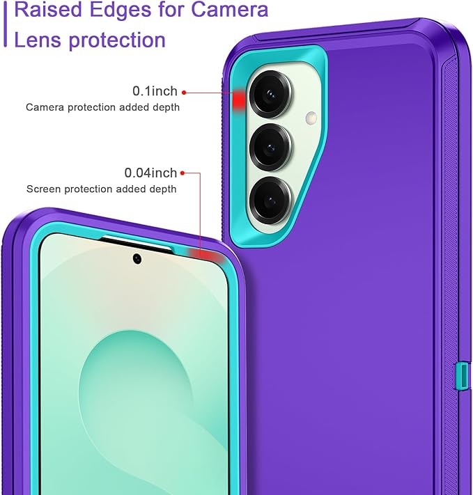 for Samsung Galaxy S25 Case Heavy Duty Protective Shockproof Dropproof 3-Layer Full Body Protection [Without Screen Protector] Tough Rugged Case for Galaxy S25,Purple/Green