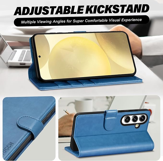 TUCCH Wallet Case for Galaxy S25 5G with [TPU Shockproof Interior Case] [RFID Blocking] Folio Stand Card Slot, Magnetic PU Leather Protect Folio Cover Compatible with Galaxy S25 6.2" 2025, Light Blue