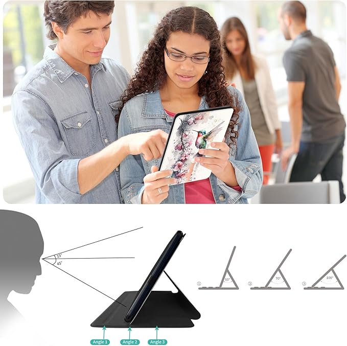 Case for Lenovo Tab P11 Plus Case 2021 (TB-J616F / J616X), 360 Degree Rotating Folding Stand,with Auto Sleep/Wake Case for Lenovo Tab P11 11” 2020 (TB-J606F TB-J606X),Cute Hummingbird Flower