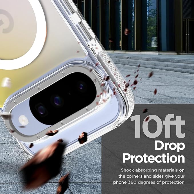 MOWIME Magnetic Case for Google Pixel 10/10 Pro [Compatible with Magsafe] [Cute Fashion Fluorescent Design] Shockproof Slim Translucent Matte Case for Pixel 10/10 Pro 6.3", White