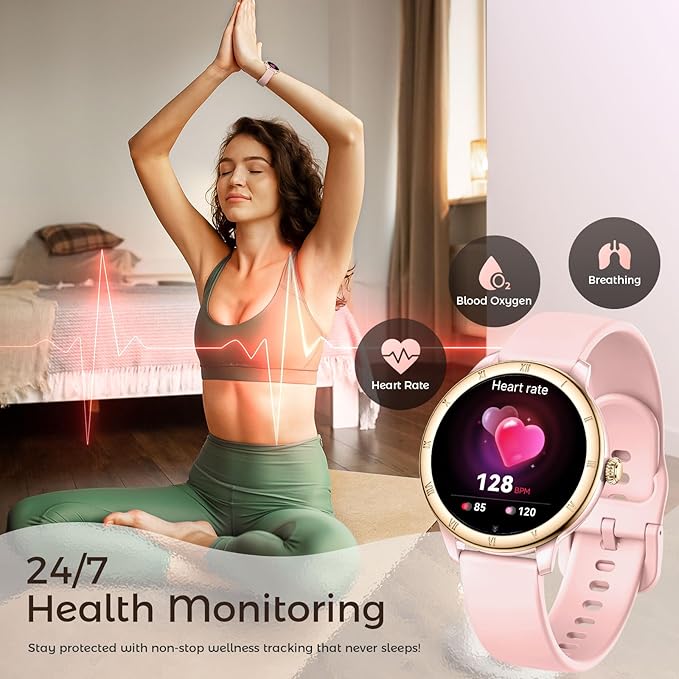 EIGIIS Android Smart Watches for Women 1.27" HD Roman Dial Sports Watches Activity Trackers with Heart Rate Sleep Monitor Smartwatch for iPhone Fitness Tracker Reloj Inteligente para Mujer