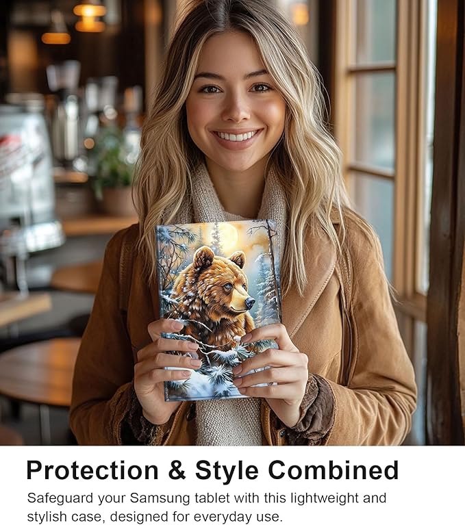 Case for Samsung Galaxy Tab S10 Ultra/Galaxy Tab S9/S8 Ultra 14.6-Inch, Slim PU Leather Stand Cover with Auto Wake/Sleep, Multi-Angle Viewing & Shockproof, Adorable Bear