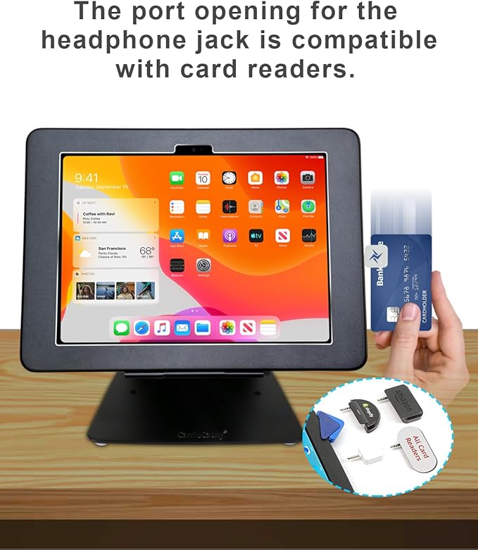 Desktop Anti-Theft Security Kiosk POS Stand Holder Enclosure for 2025 iPad 11" (A16) 11th / 10.9" 2022 iPad 10th, Flip & Rotate