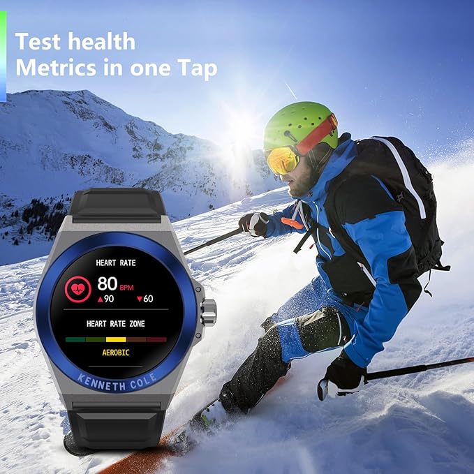 Bebinca Smart Watch for Men Compatible with iPhone Samsung Android Phone, 1.32'' HD Screen IP68 Waterproof Bluetooh Fitness Tracker Heart Rate/Sleep Monitor(Gunmetal-Blue)