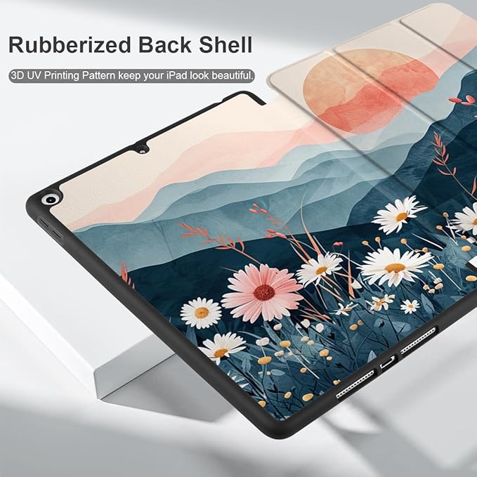 DONGKE Case Compatible with iPad 10.2 Inch 2021 2020 2019 iPad 9th/8th/7th Generation with Pencil Holder, Slim Stand Protective Case with Soft TPU Back, Auto Sleep/Wake Cover, Daisie