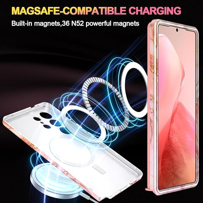 Casetego for Galaxy S25 Ultra Case,Compatible with MagSafe,[Military Grade Drop Test] Full Body Protection Slim Shockproof Rugged Marble Women Case for Samsung Galaxy S25 Ultra 6.9 inch,Gold