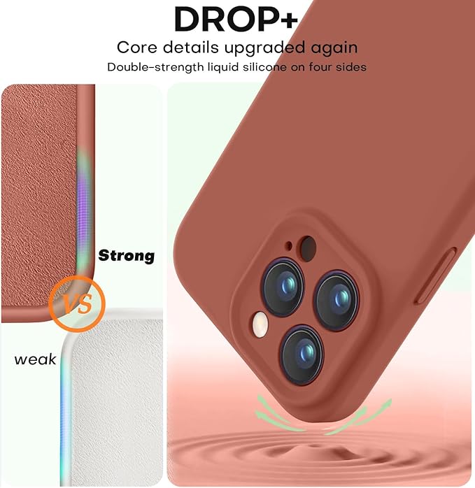 Vooii Compatible with iPhone 16 Pro Max Case, Liquid Silicone Upgrade [Camera Protection] [Soft Anti-Scratch Microfiber Lining] Shockproof Phone Case for iPhone 16 Pro Max 6.9 inch - Caramel