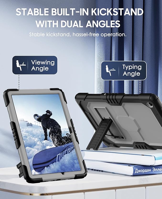 OKP Case for New Samsung Galaxy Tab A9+/ A9 Plus 11 Inch 2023 (SM-X210/X216/X218), Heavy Duty Shockproof Rugged 11" Galaxy A9+ Tablet Protective Cover with Kickstand for Kids Boys Girls, Black+Gary
