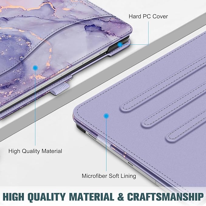 Fintie Case for Samsung Galaxy Tab S10 Lite/ S10 FE/ S9 FE 5G 10.9 Inch/Tab S9 11 Inch with S Pen Holder, Multi-Angle Viewing Protective Cover with Pocket, Auto Sleep/Wake, Lilac Marble