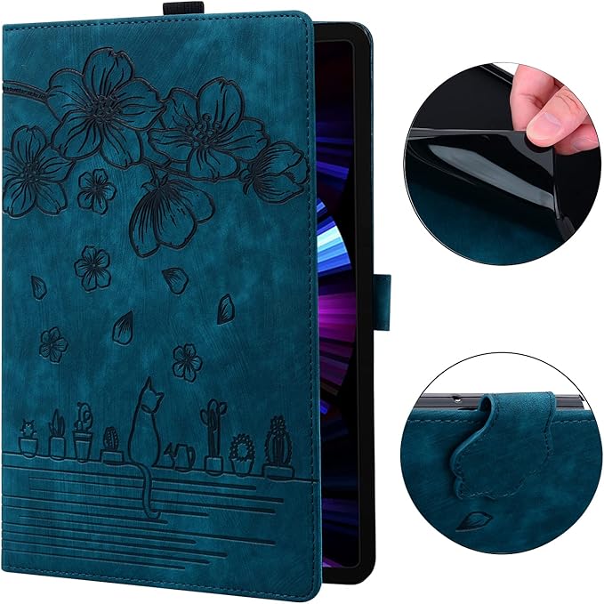 Case for Lenovo Tab M9 9.0 inch 2023 / Nook 9" Lenovo Tablet (2024), PU Leather Magnectic Cover Folio Stand Shell with Pencil Holder for tb310fu case-Blue