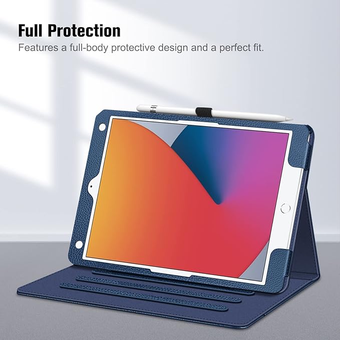 Fintie Case for iPad 9th / 8th / 7th Generation (2021/2020/2019) 10.2 Inch - [Corner Protection] Multi-Angle Viewing Stand Cover with Pocket & Pencil Holder, Auto Sleep Wake, Navy