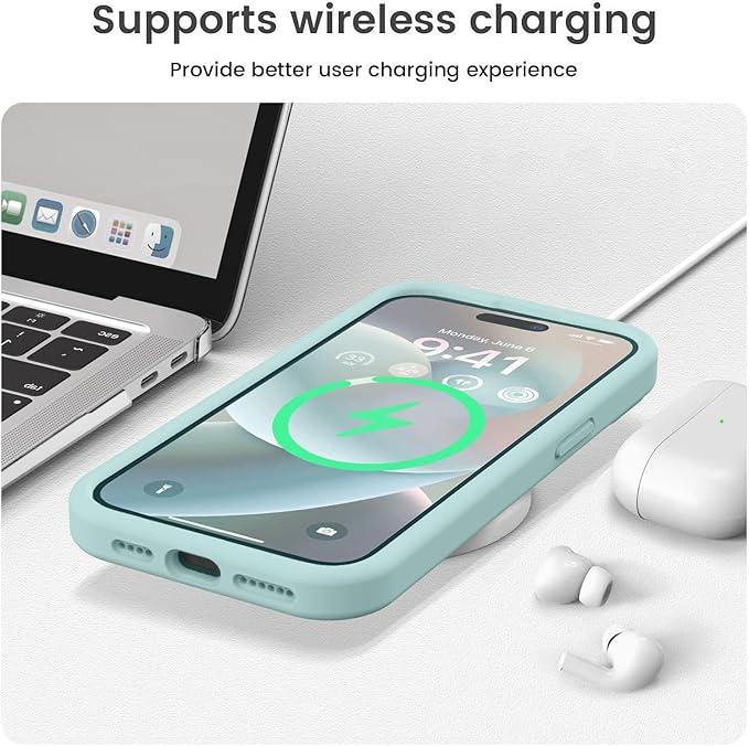 Vooii Compatible with iPhone 15 Pro Max Case, Upgraded Premium Silicone, [Camera Protection] [Soft Anti-Scratch Microfiber Lining] Shockproof Phone Case for iPhone 15 Pro Max 6.7 inch - Mint