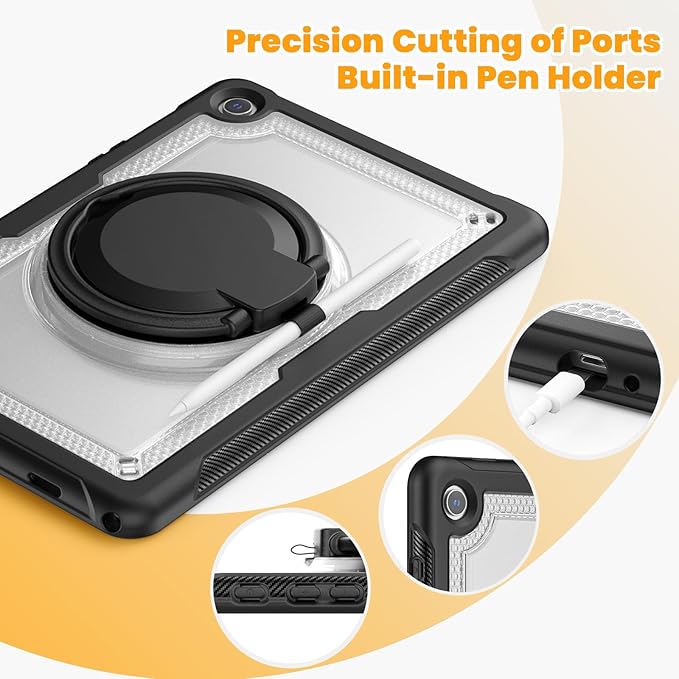 Case for Samsung Galaxy Tab A9 Plus/ A9+ case 11 Inch 2023 (SM-X210/X216/X218), 360° Rotating Handle Stand, Adjustable Shoulder Strap, for Samsung Galaxy Tab A9+ Case (Transparent)