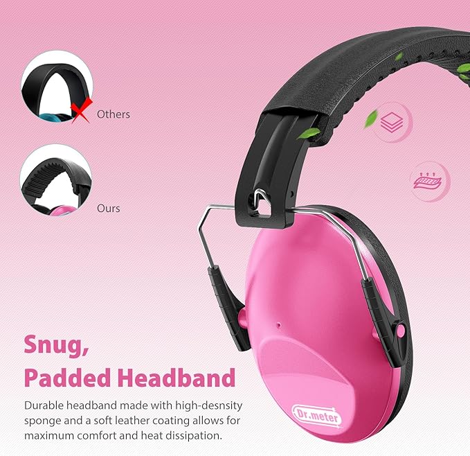 Dr.meter Ear Muffs for Noise Reduction: SNR27.4 Noise Cancelling Headphones for Autism with Adjustable Headband - Kids Ear Protection for Monster Truck, Airplane, Fireworks, Concerts and Kids Autism
