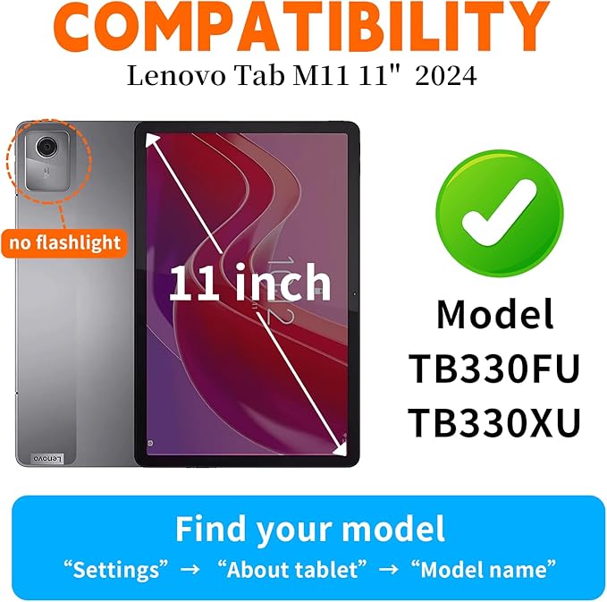 for Lenovo Tab M11 Case with Rotating Handle Stand, New Kids Heavy Duty Shockproof Cover for Lenovo Tab M11/Tab K11 LTE 11" 2024, Blue