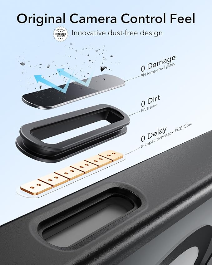 ESR for iPhone 16 Plus Case, Compatible with, Military-Grade Protective Case, Built-in Stash Stand Phone Case, Scratch-Resistant Back Cover, Classic Series, Clear Black