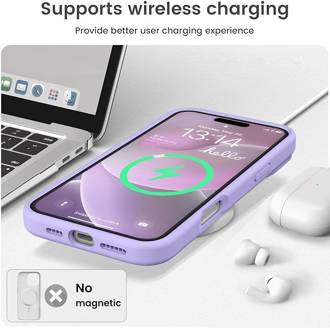 Vooii Compatible with iPhone 16 Pro Max Case, Liquid Silicone Upgrade [Camera Protection] [Soft Anti-Scratch Microfiber Lining] Shockproof Phone Case for iPhone 16 Pro Max 6.9 inch - Light Purple