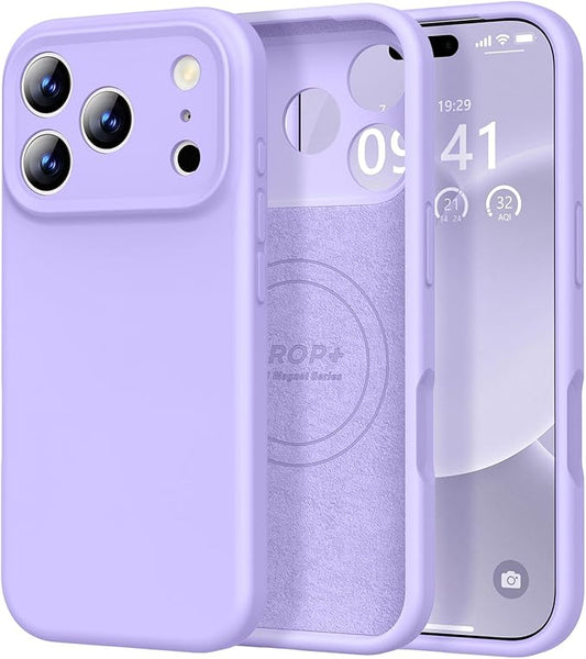Vooii Magnetic Compatible with iPhone 17 Pro Max Case (Compatible with Magsafe) (Upgraded Camera Protection) Liquid Silicone Shockproof Full Body Protective Phone Cover for Women Men, Light Purple