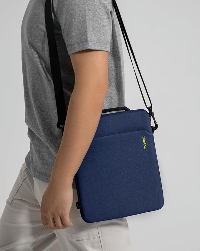 tomtoc Light-B19 Slim 11 Inch Tablet Sleeve Bag for 2025 11-inch iPad A16, iPad Air M3, iPad Pro M4/M2/M1, iPad Air M2 2024, iPad 10/9, Light Shoulder Bag with Acessories Storage, Eco-Friendly Fabric