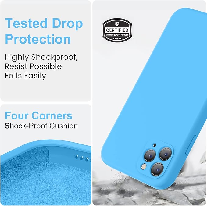 Vooii Compatible with iPhone 11 Pro Case, Upgraded Liquid Silicone with [Flat Edges] [Camera Protection] [Soft Anti-Scratch Microfiber Lining] Phone Case for iPhone 11 Pro 5.8 inch - Blue